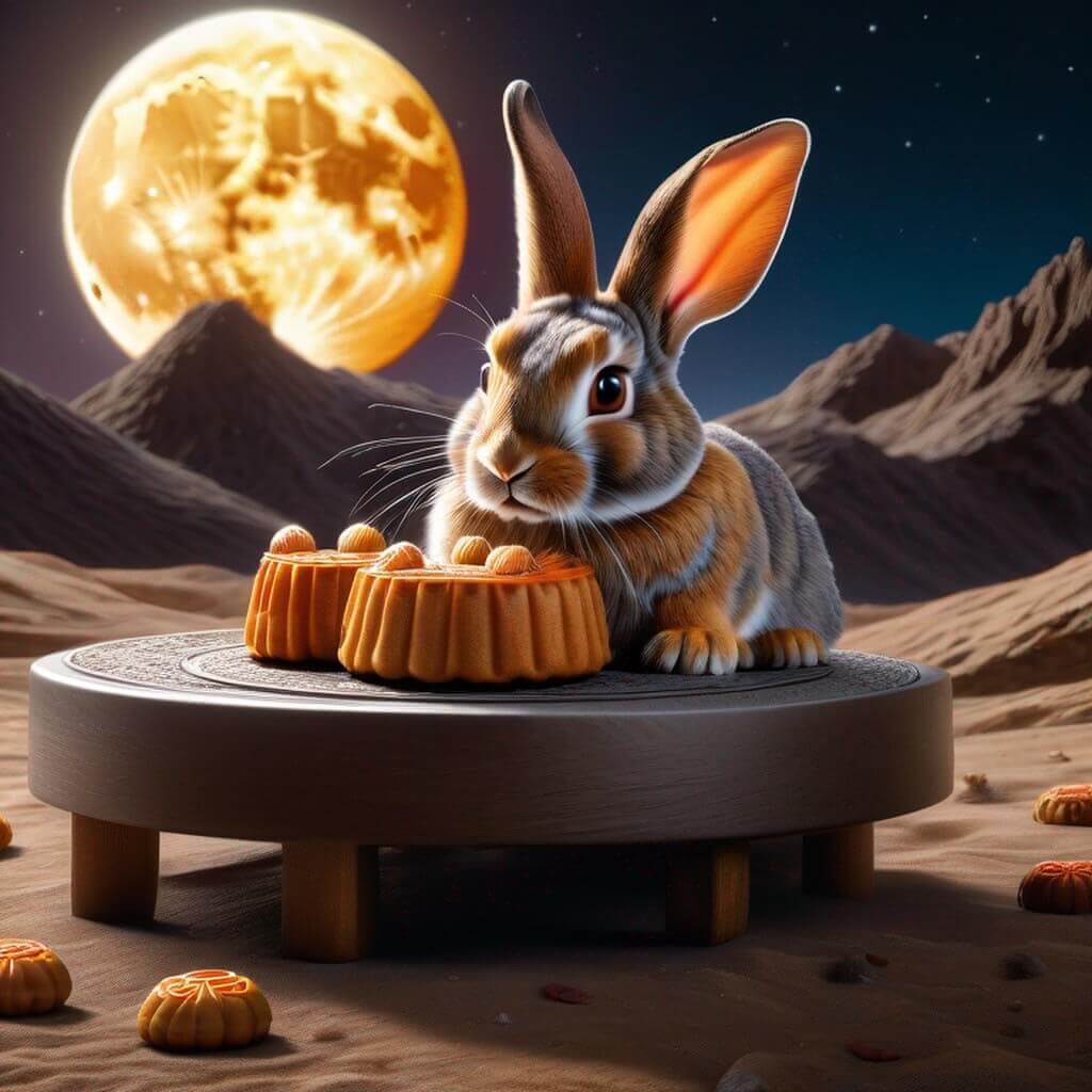 中秋節快樂圖案｜月兔