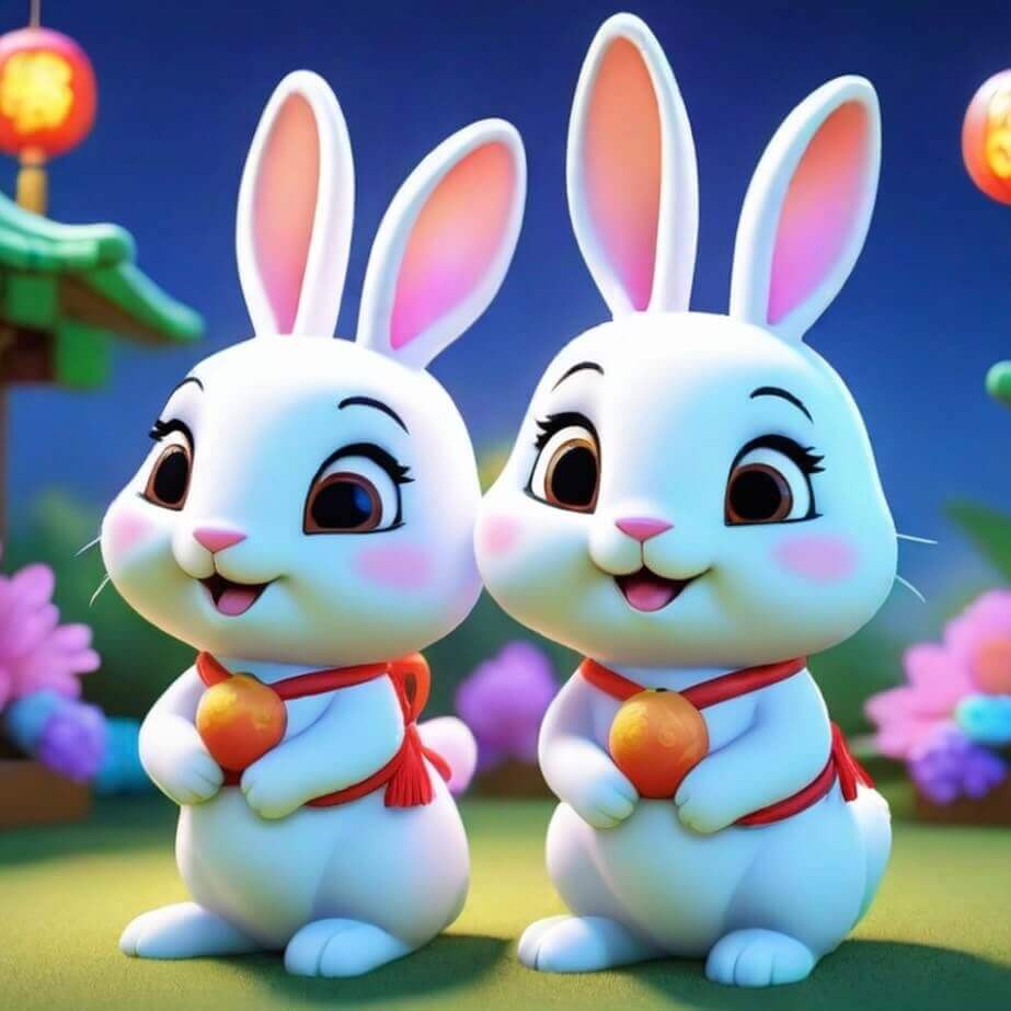 中秋節快樂圖｜兔子拜安康