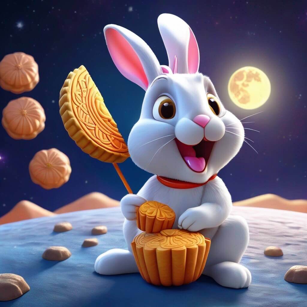 Q 版卡通中秋兔子