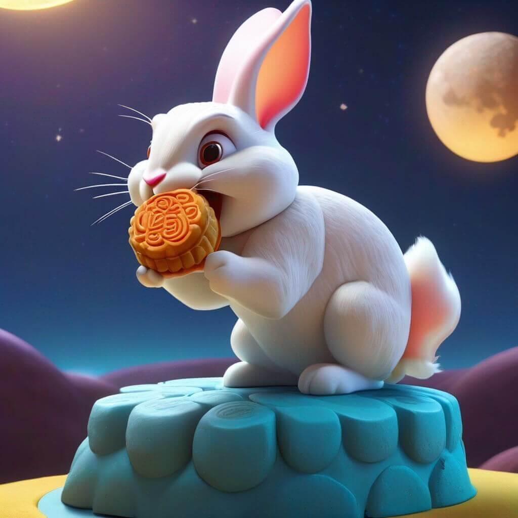 中秋可愛兔子圖