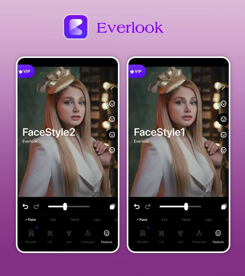 Gesichtsvorlagen in der Everlook App anwenden.
