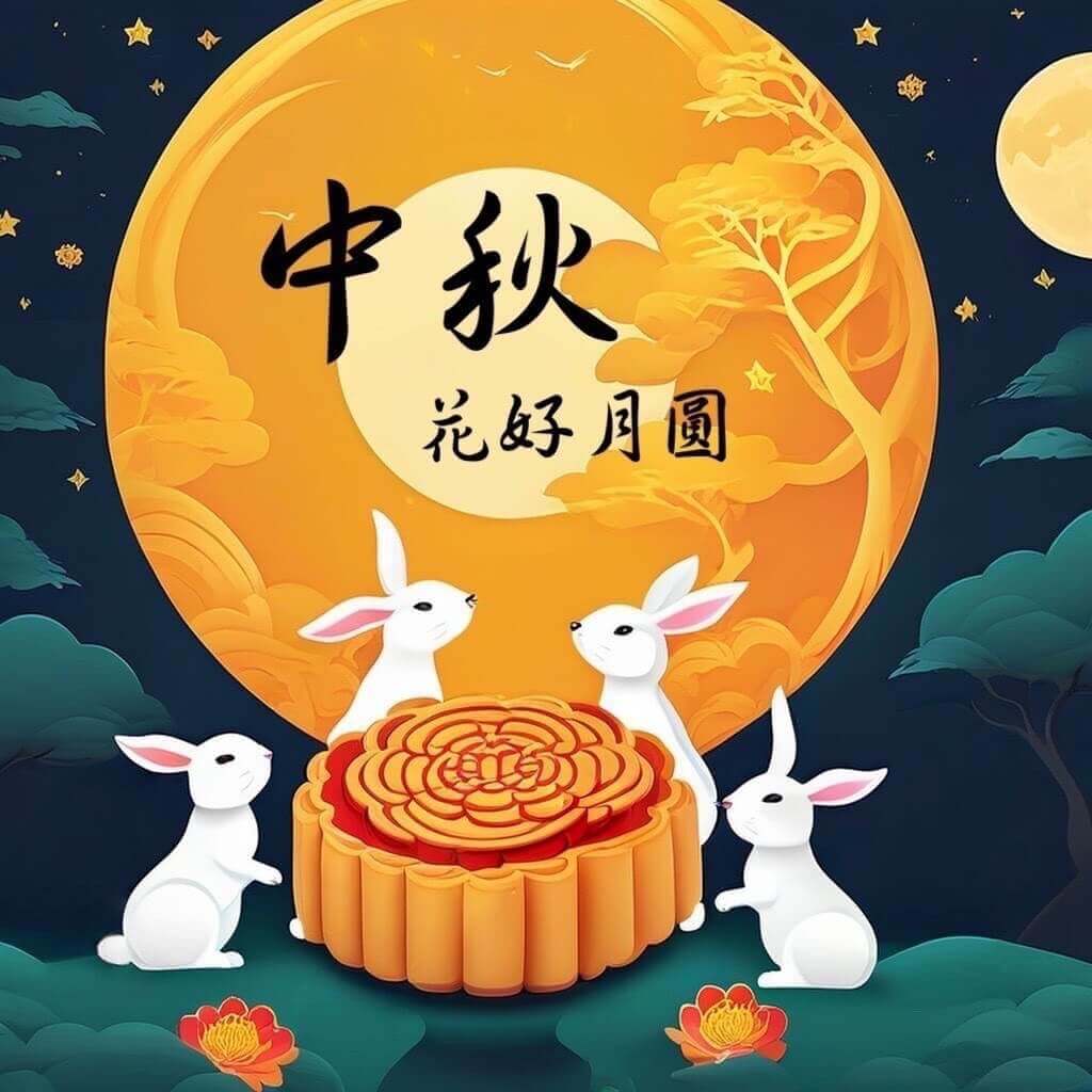 中秋節快樂圖｜花好月圓