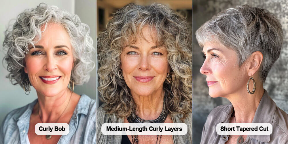 Essayez des coiffures pour femmes de plus de 60 ans avec des cheveux bouclés