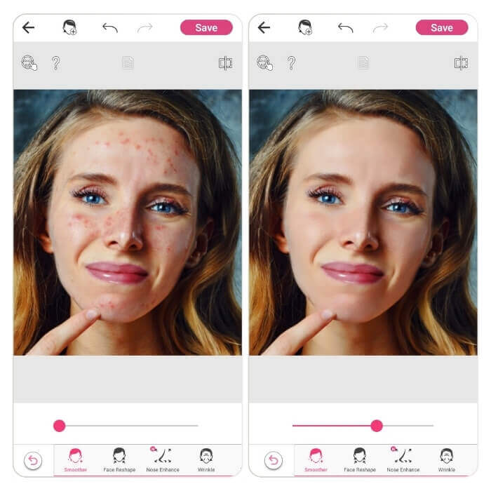 Remove blemishes and retouch face with YouCam Makeup