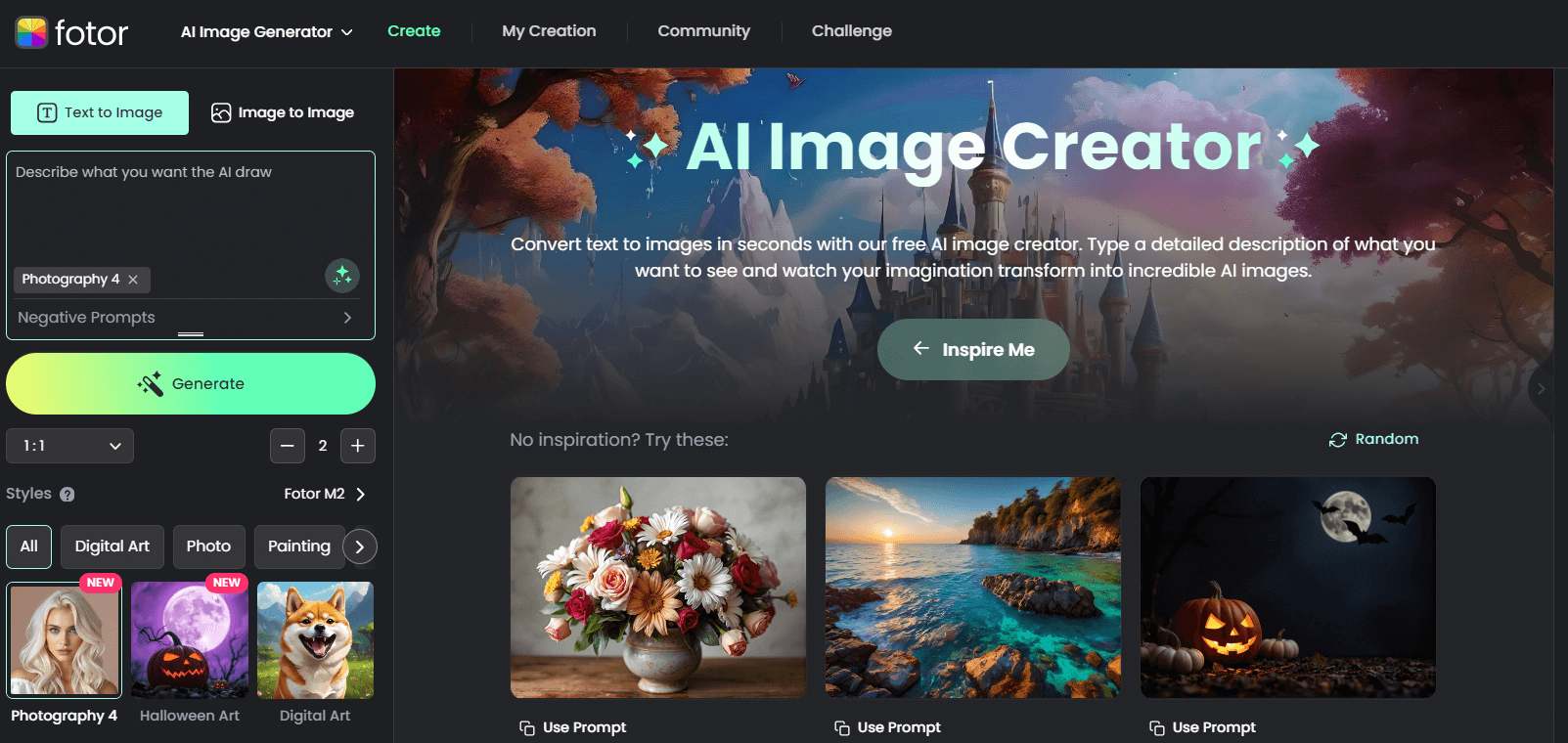 Fotor : générateur d'image IA en ligne