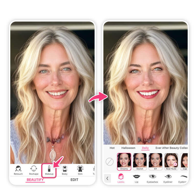 Essayez d'autres fonctionnalités dans YouCam Makeup