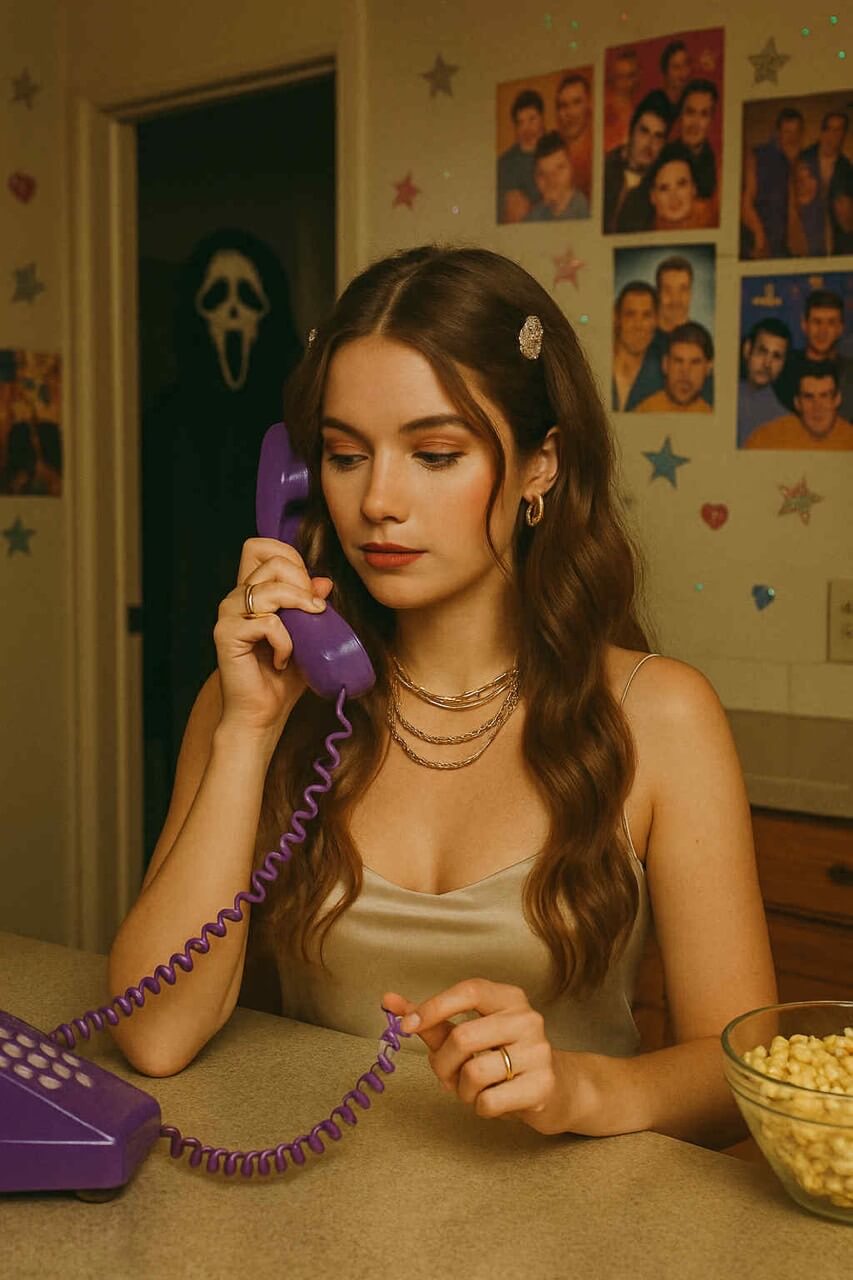 Variação de prompt para a trend de IA do Ghostface com uma mulher