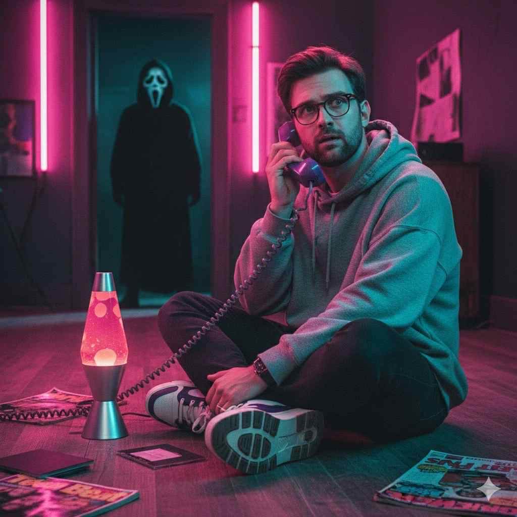 Variação de prompt para a trend de IA do Ghostface com estética de terror