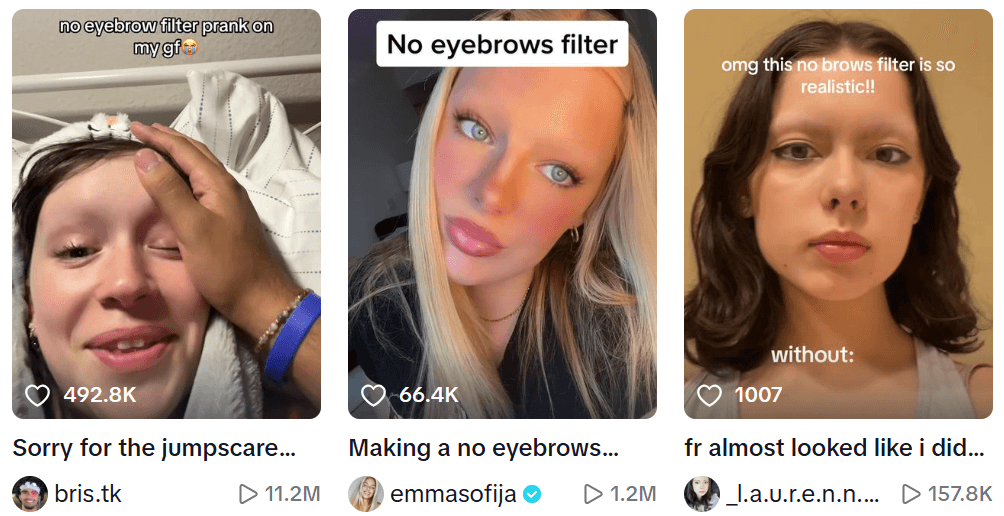 The No Eyebrow Filter Prank Trend on TikTok