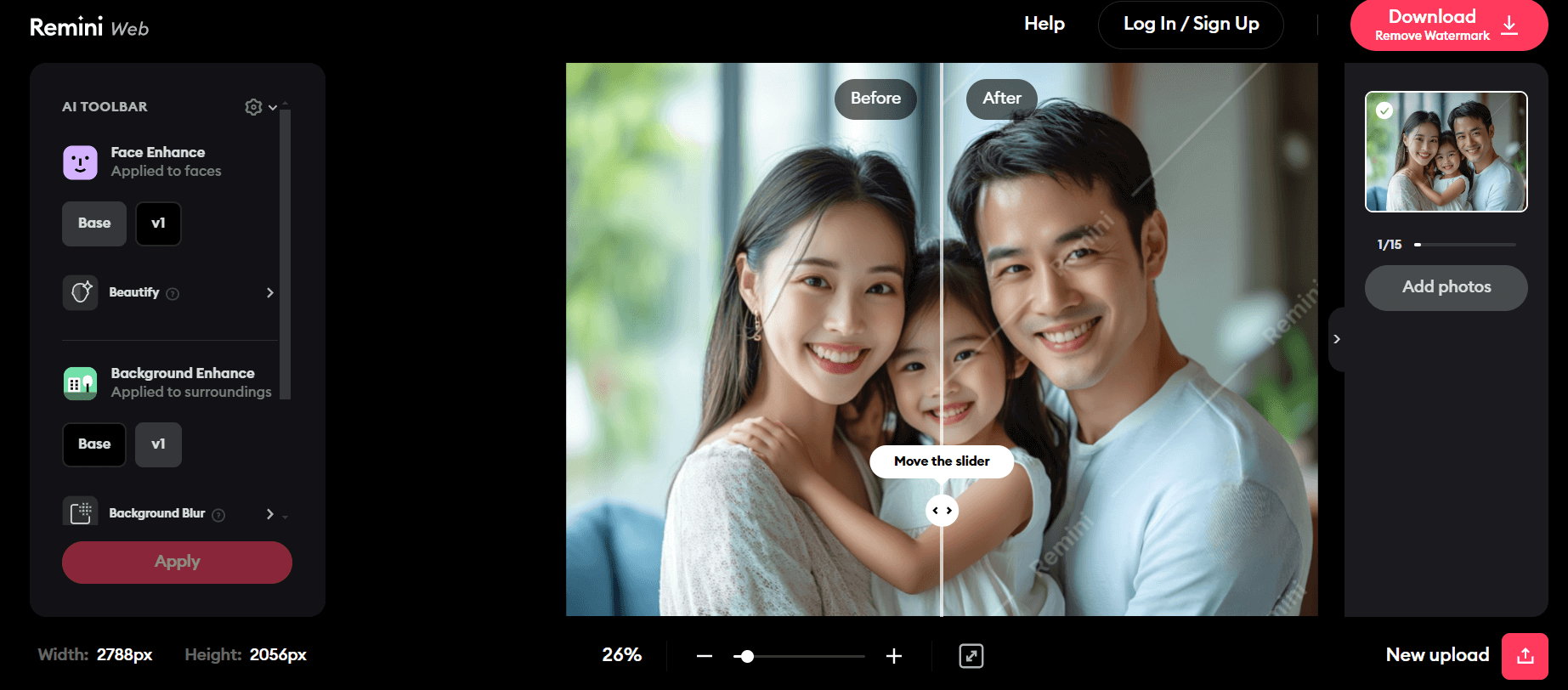 Remini 實測畫面 照片解析度提高線上-照片像素調整-圖片解析度提升