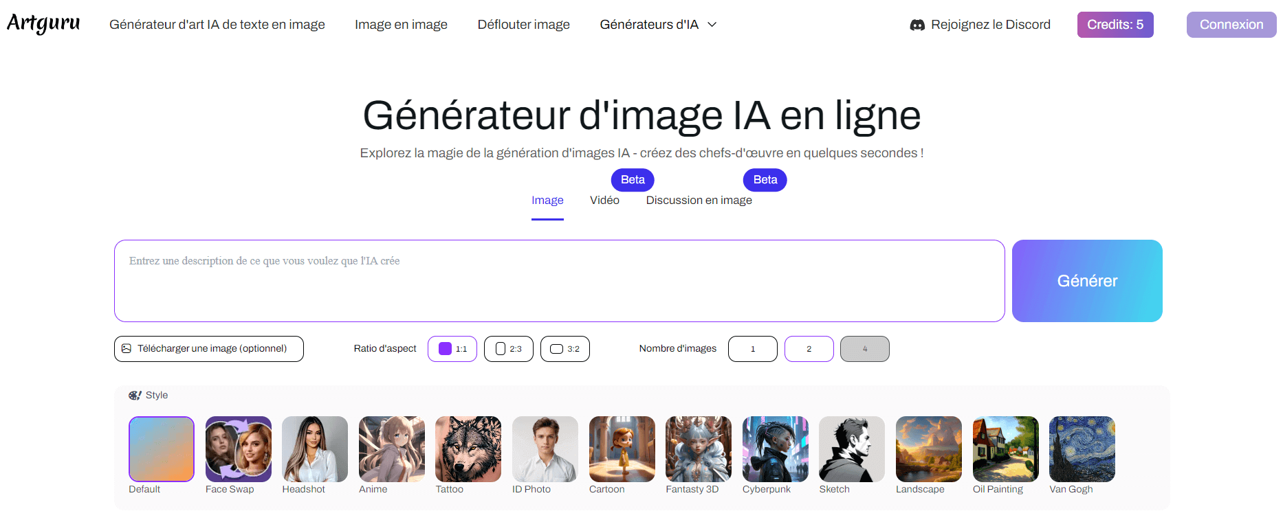 Générateur d'images IA gratuit en ligne
