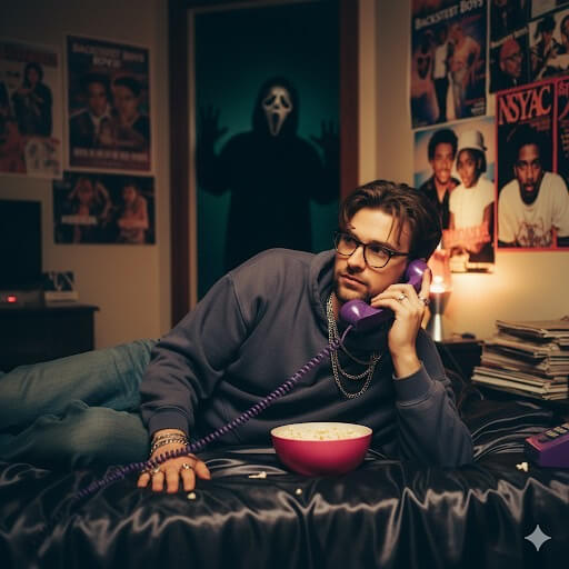 Variação de prompt para a trend de IA do Ghostface com um homem