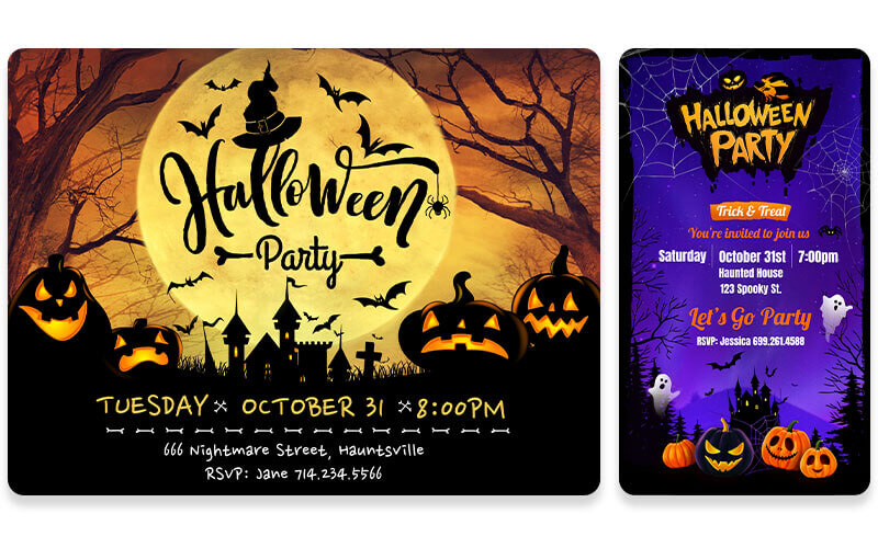 Invitaciones de Halloween para editar Invitaciones de Halloween para editar