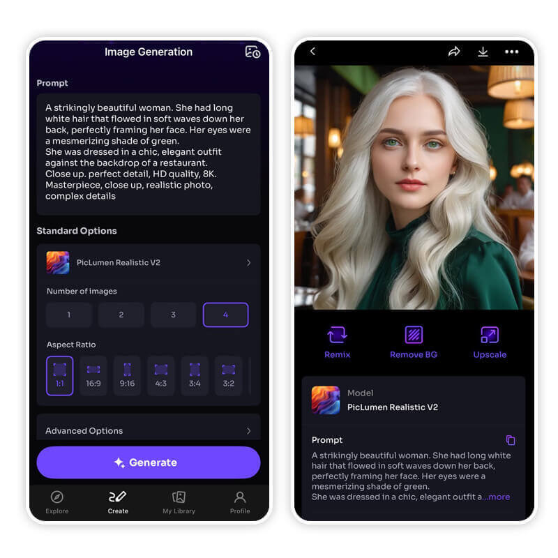 Generatore di Immagini AI per AI Girl: PicLumen