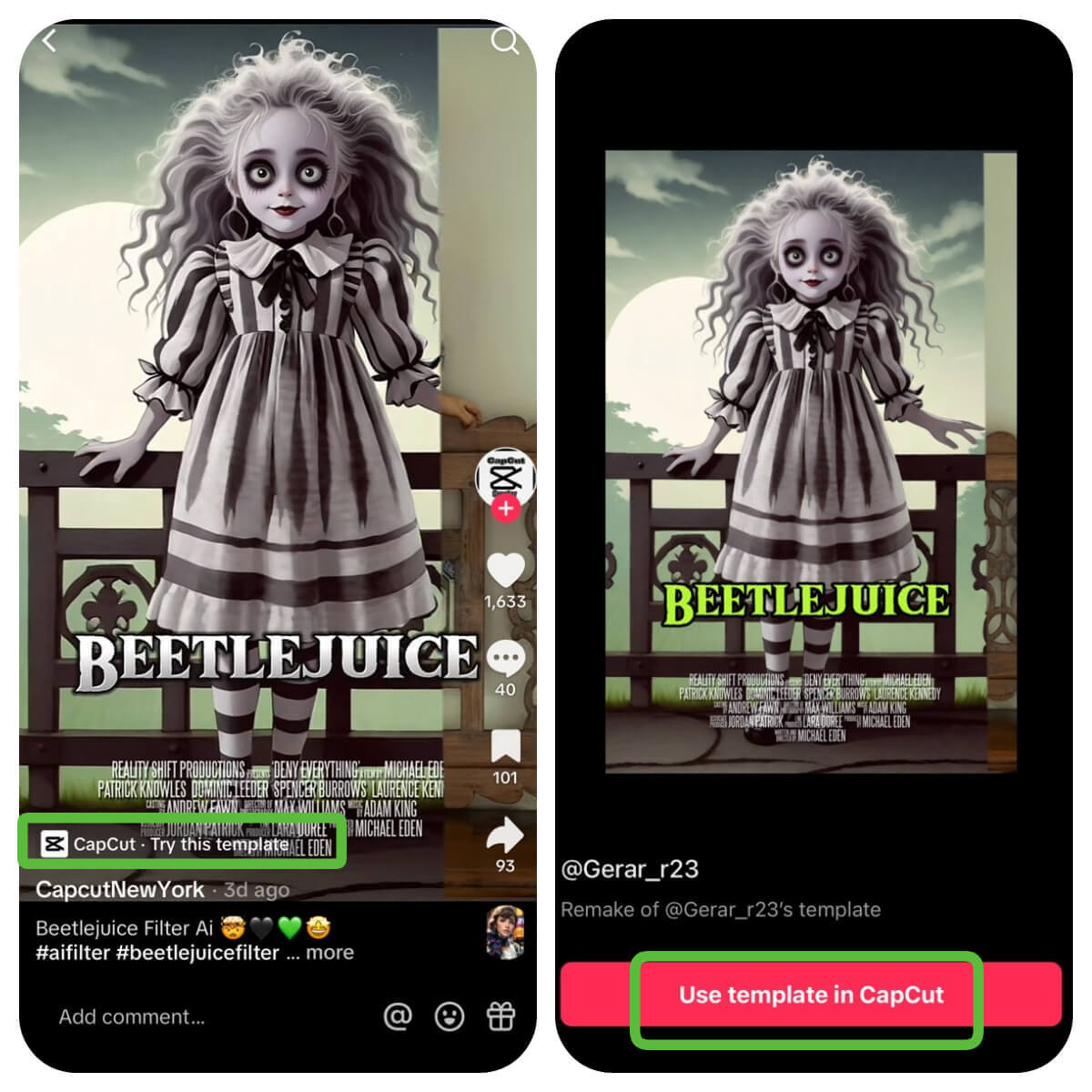 Beetlejuice Filter auf TikTok anwenden