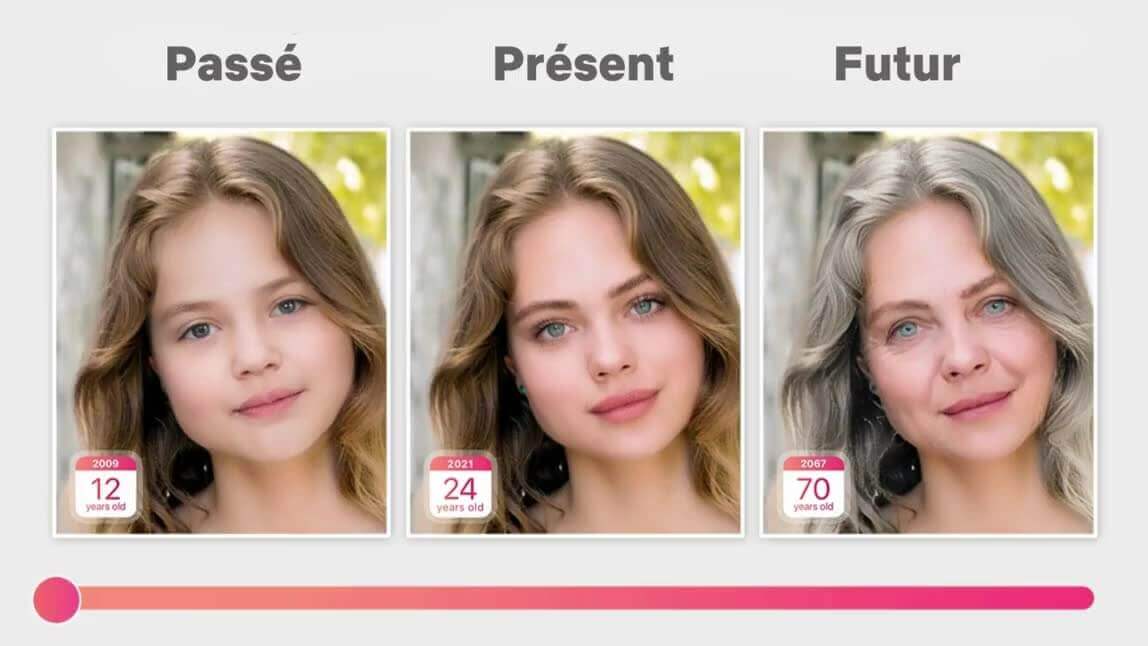 Appli vieillissement IA réaliste : filtre vieillissant et filtre jeune