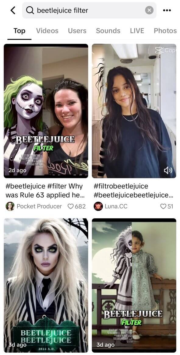 Beetlejuice Filter auf TikTok