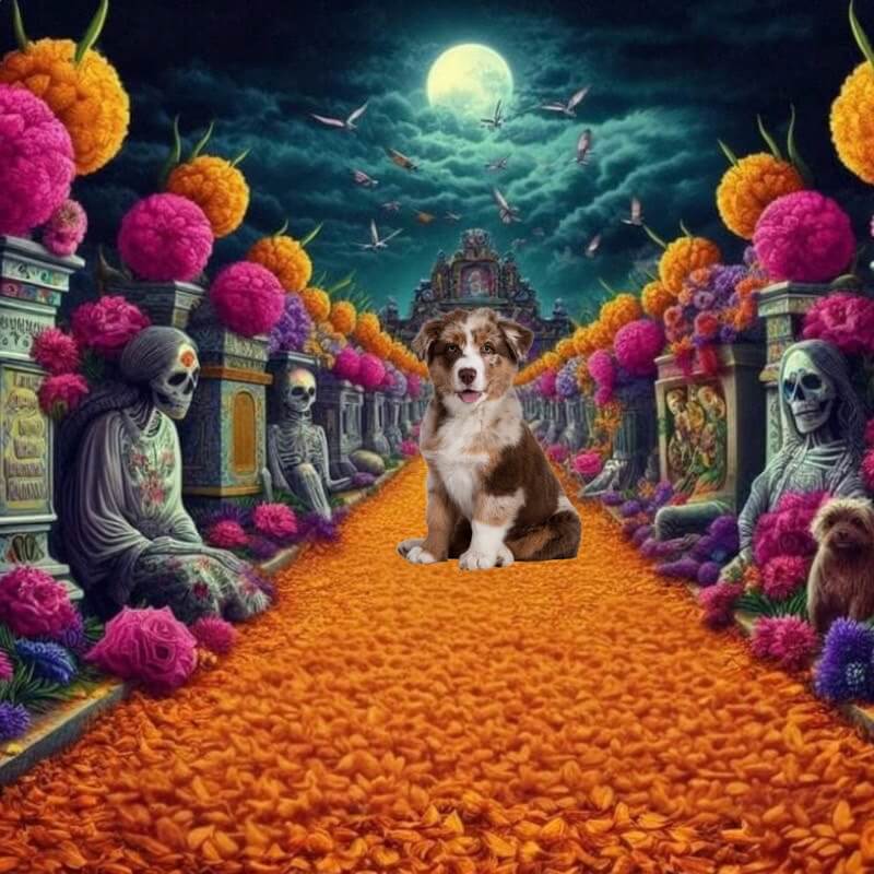 mascota con efecto del dia de los muertos recuerdame