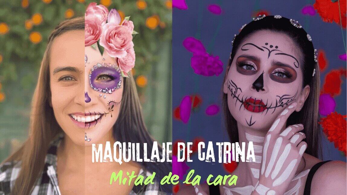 Maquillajes de Catrina mitad de la cara