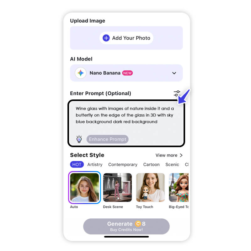 Enter Prompt Precisely to Get the Best Result on YouCam AI Pro