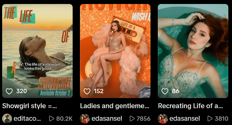 Showgirl filter on TikTok