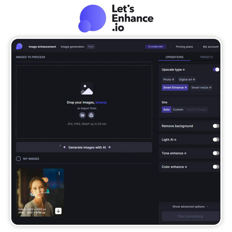 Let’s Enhance Bild entpixeln online mit Let's Enhance