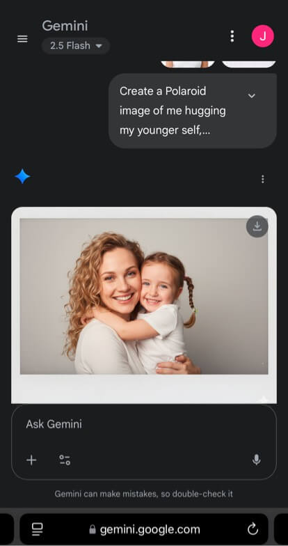 Foto de IA gerada no Gemini para a trend de abraçar a si mesmo