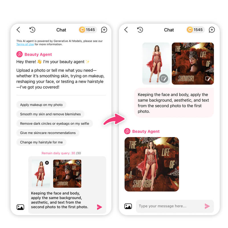 Apply the showgirl filter with YouCam Makeup