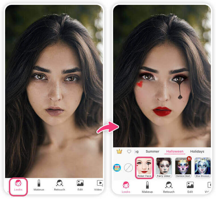 Filtro de palhaço fofo com naipes de baralho