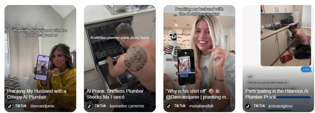 Shirtless plumber AI prank on TikTok