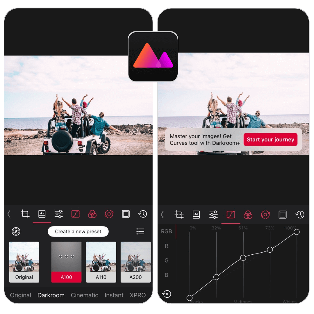 Best photo editing app for iPhone free: Darkroom