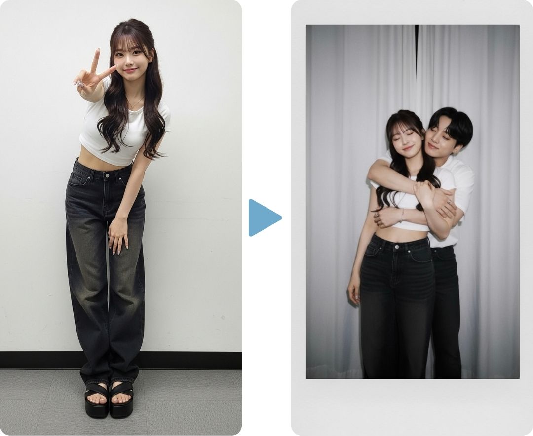 自分と推しのハグ写真が作れる