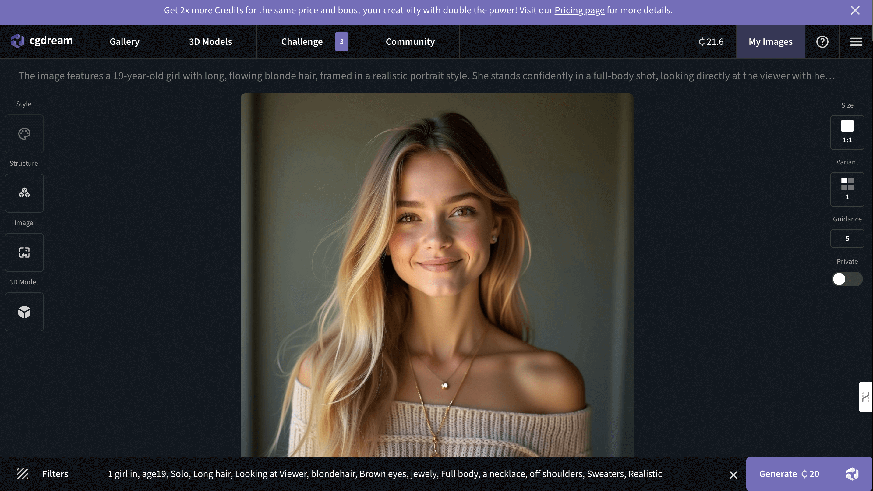 CGDream.ai (Web): Generatore di Immagini AI per Immagini AI Realistiche e di Alta Qualità