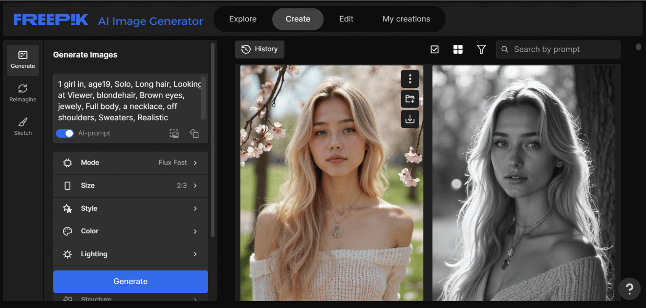 Freepik (Web): Generatore di Immagini AI Realistico e Facile da Usare