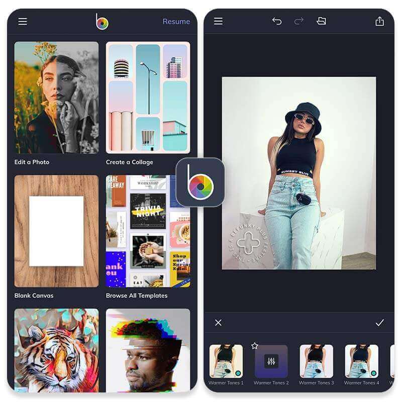 BeFunky : application retouche photo montage photo, filtre photo et retouche photo