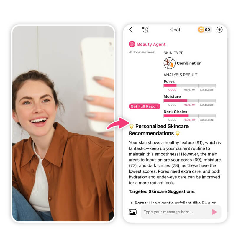 Get personalized skincare recommendations with AI skin analysis in YouCam Makeup app.
