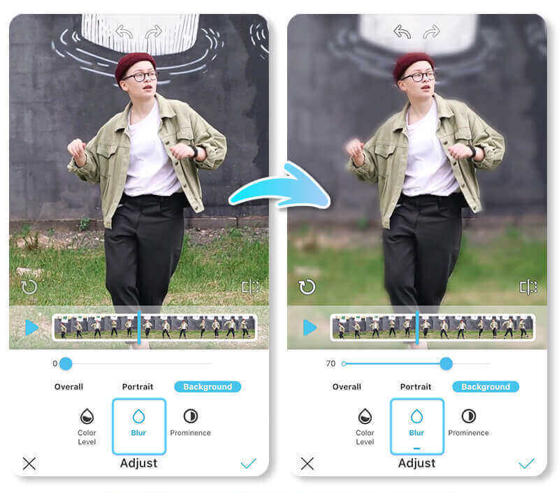 Use the app's Blur feature to edit your video.