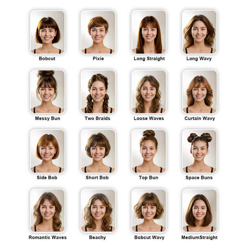 Entdecke über 40 KI-Frisuren mit YouCam Makeup.