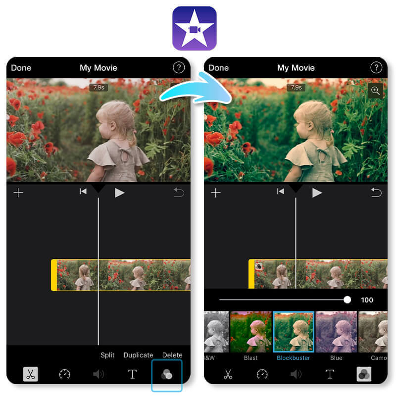 iMovie interface - a top free video editing app for iPhone