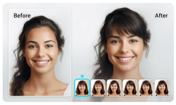 Try on bangs filter online with YouCam Online Editor