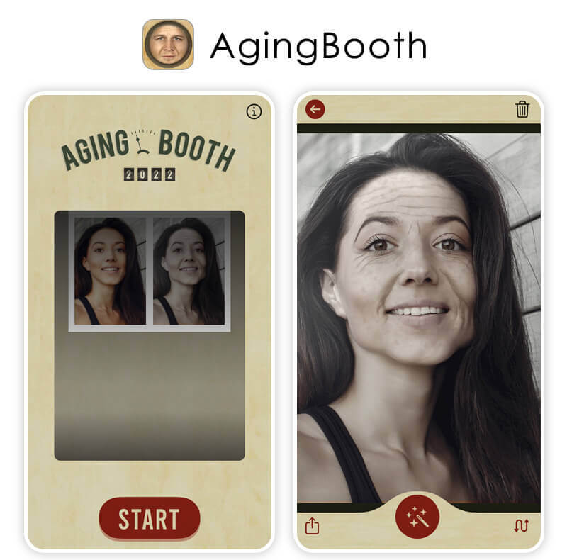 App de Envelhecimento: AgingBooth Aplicativo AgingBooth que transforma a pessoa em mais velha.