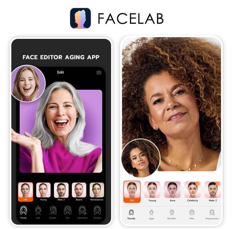 App de Envelhecimento: FaceLab Exemplo de foto envelhecida pelo editor facial FaceLab.