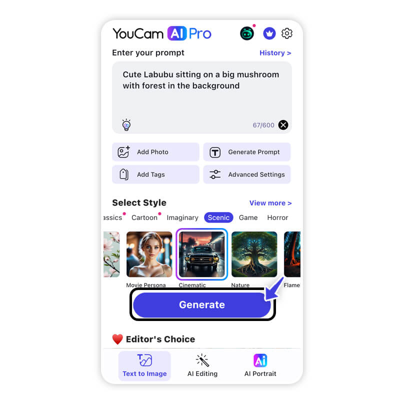 YouCam AI Pro ist der beste Labubu Generator für individuelle Labubu-Bilder.
