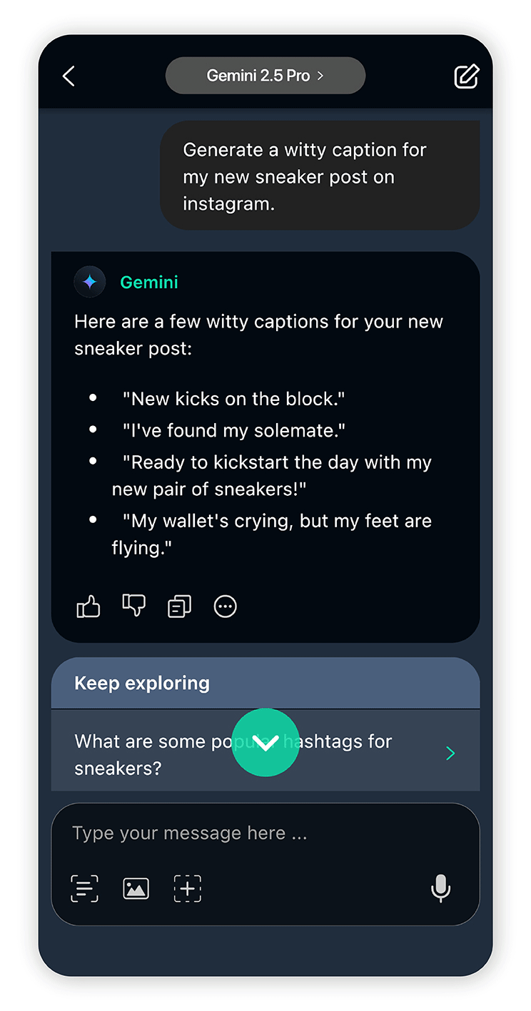 Try different prompts when using Instagram caption generator.