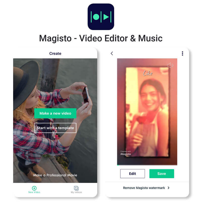 KI-Video-Editor: Magisto Screenshot der Magisto Video-Editor App.