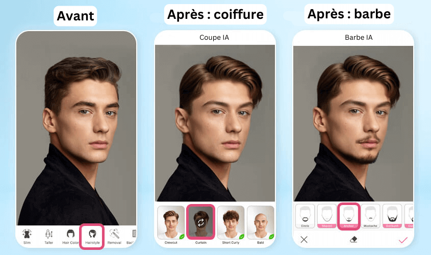 Application coupe de cheveux homme