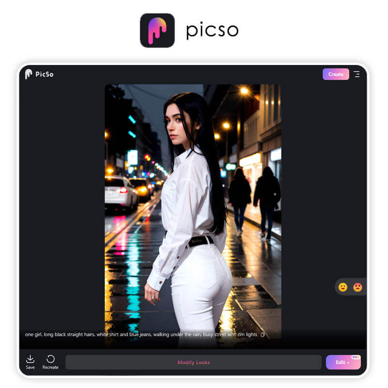 Melhor Gerador de Arte com IA Sensual: PicSo Exemplo de imagem criada com o aplicativo PicSo.