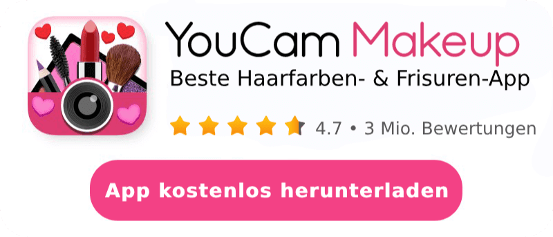 YouCam Makeup herunterladen Download-Banner für die YouCam Makeup App für iOS und Android.