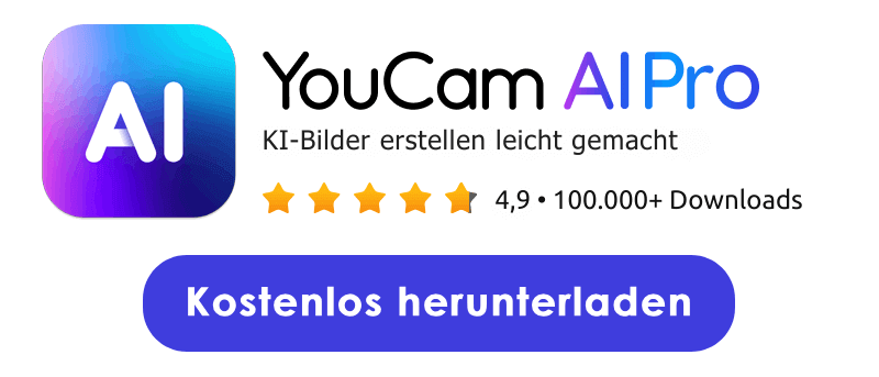 YouCam AI Pro App herunterladen CTA-Banner zum Herunterladen der YouCam AI Pro App.