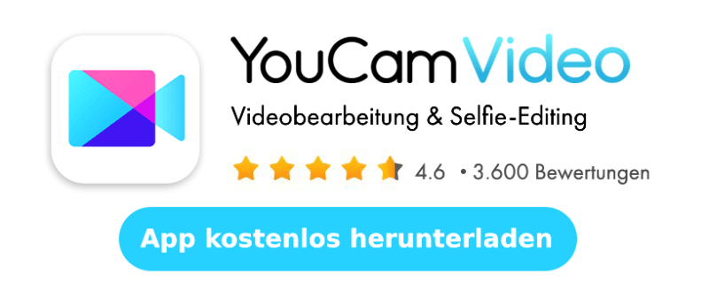 Download: YouCam Video Lade die beste App zum Video bearbeiten herunter.